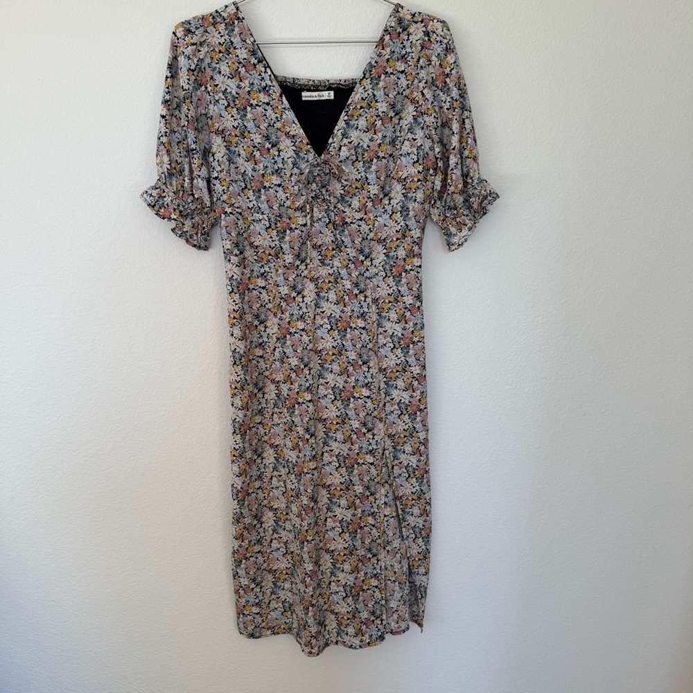 Abercrombie & Fitch Floral Midi Dress Side Slit Size Small